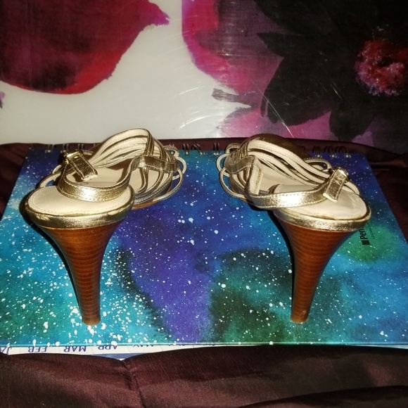 Via Spiga Strappy Gold Heels - Picture 5 of 7
